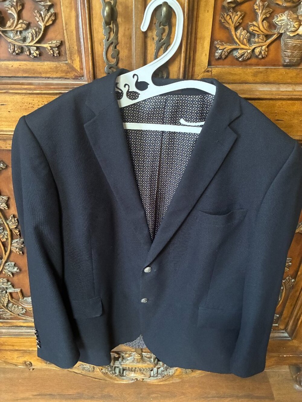 Pierre Loren 46R Steven 2B  Superior 150s Blazer Suit Jacket Sport Coat Navy.
